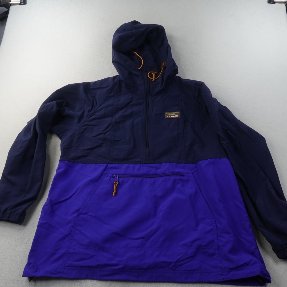 L.L.Bean Mountain Classic Anorak Womens Large Purple Navy Colorblock 500908
